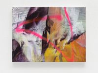 O.T.,45 x 60 cm, Acrylfarbe, Sprüh- und Ölfarbe auf Papier auf Lwd, 2021
